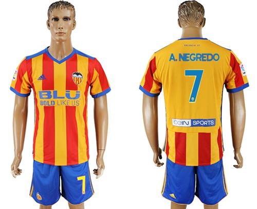 Valencia #7 A.Negredo Away Soccer Club Jersey